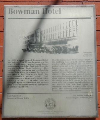 Bowman Hotel Marker. Click for full size. Bowman Hotel Marker image. Click for full size.