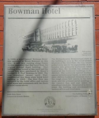 Bowman Hotel Marker image. Click for full size.