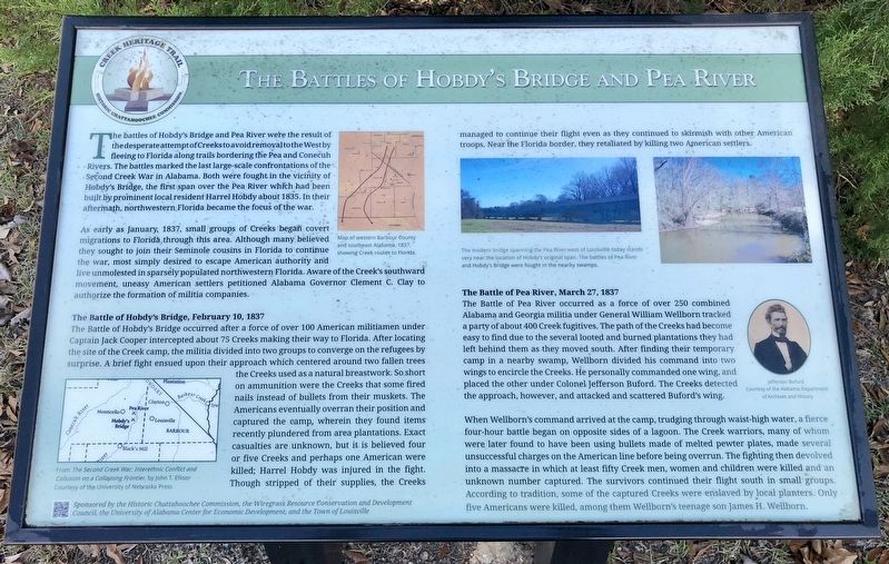 The Battles of Hobdy's Bridge and Pea River Marker. Click for full size. The Battles of Hobdy's Bridge and Pea River Marker image. Click for full size.