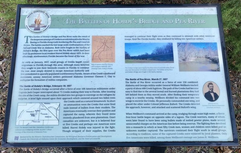 The Battles of Hobdy's Bridge and Pea River Marker image. Click for full size.