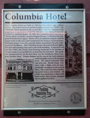 Columbia Hotel Marker image. Click for full size.