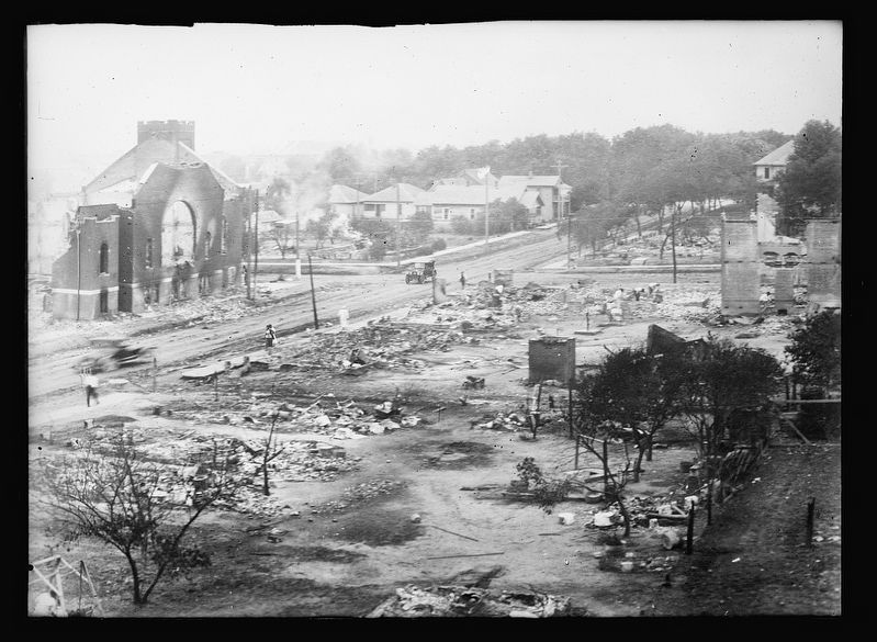 Part of district burned in race riots, Tulsa, Okla.. Click for full size. Part of district burned in race riots, Tulsa, Okla. image. Click for full size.