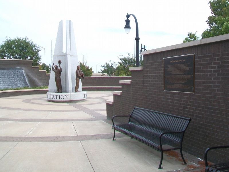The Tulsa Race Riot of 1921 Marker at Hope Plaza. Click for full size. The Tulsa Race Riot of 1921 Marker at Hope Plaza image. Click for full size.