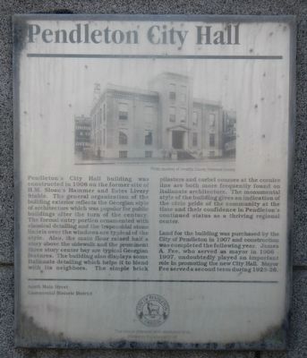 Pendleton City Hall Marker image. Click for full size.