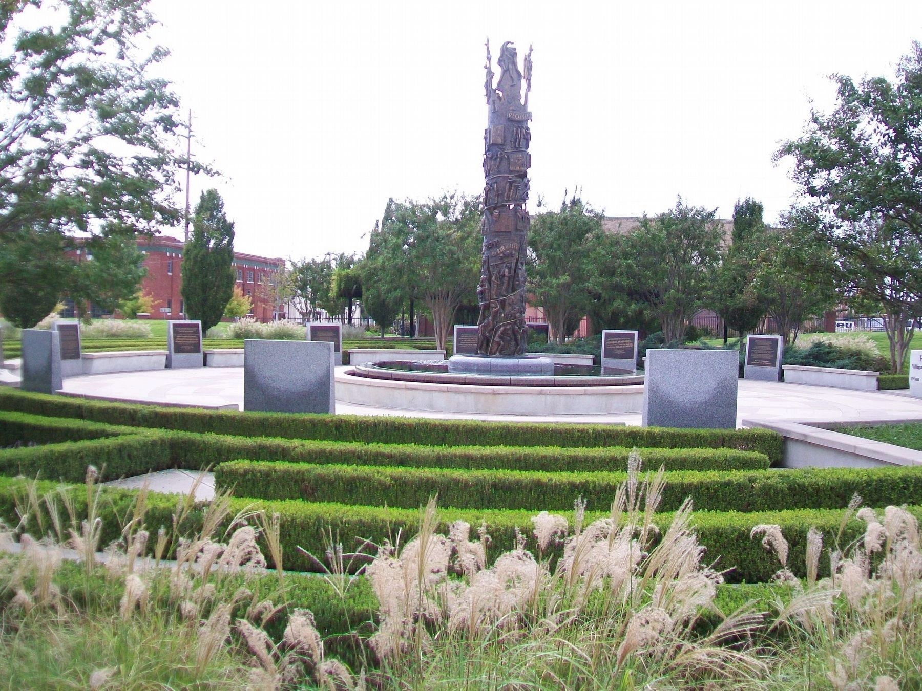 Tower of Reconciliation and Healing Walkway Markers. Click for full size. Tower of Reconciliation and Healing Walkway Markers image. Click for full size.