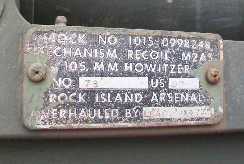 M2A5 105mm Howitzer Manufacturer's Plate. Click for full size. M2A5 105mm Howitzer Manufacturer's Plate image. Click for full size.