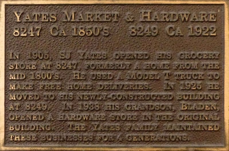 Yates Market & Hardware Marker image. Click for full size.