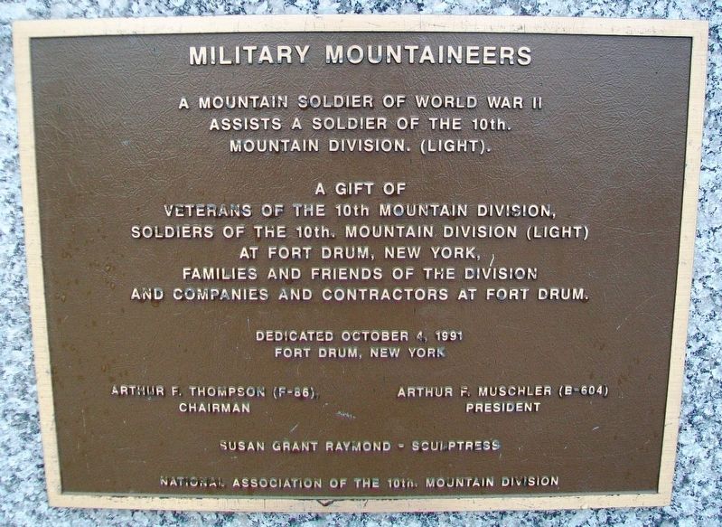 Military Mountaineers Monument Marker. Click for full size. Military Mountaineers Monument Marker image. Click for full size.