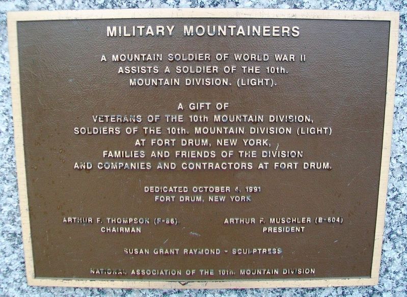 Military Mountaineers Monument Marker image. Click for full size.