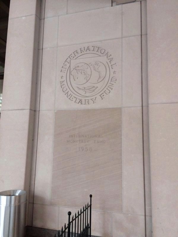 The IMF Cornerstone to the left of the entrance image. Click for full size.