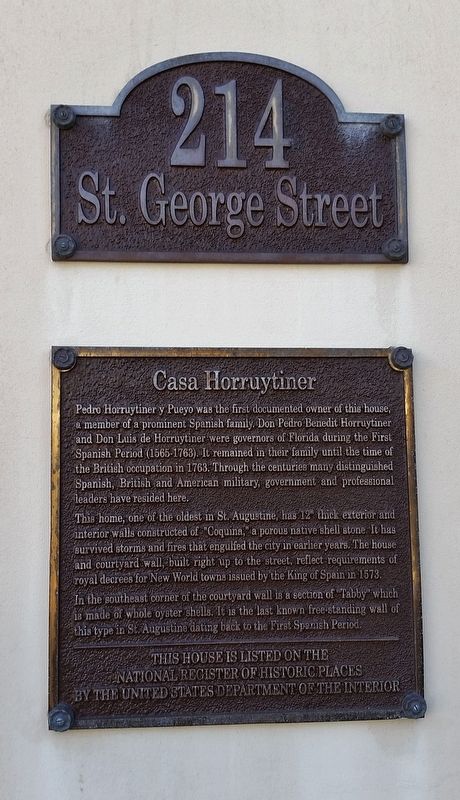 Casa Horruytiner Marker (<i>tall view</i>). Click for full size. Casa Horruytiner Marker (<i>tall view</i>) image. Click for full size.