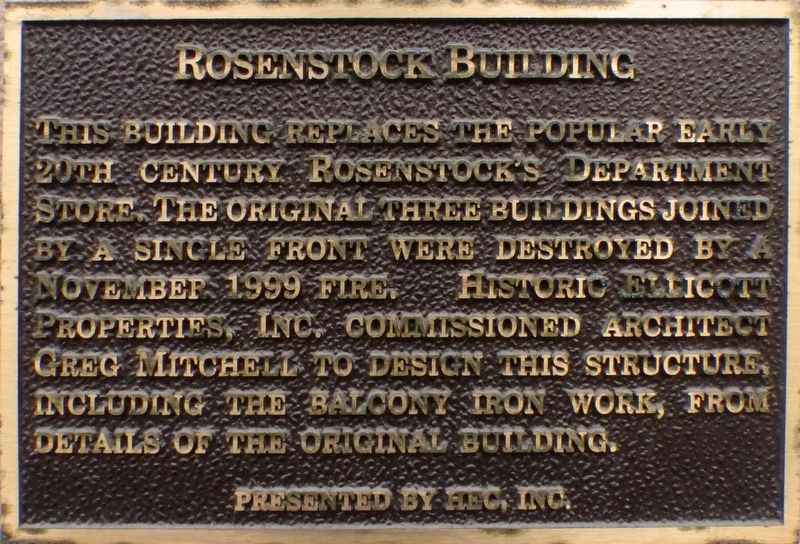 Rosenstock Building Marker image. Click for full size.