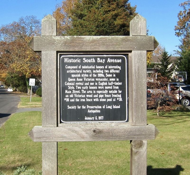 Historic South Bay Avenue Marker. Click for full size. Historic South Bay Avenue Marker image. Click for full size.