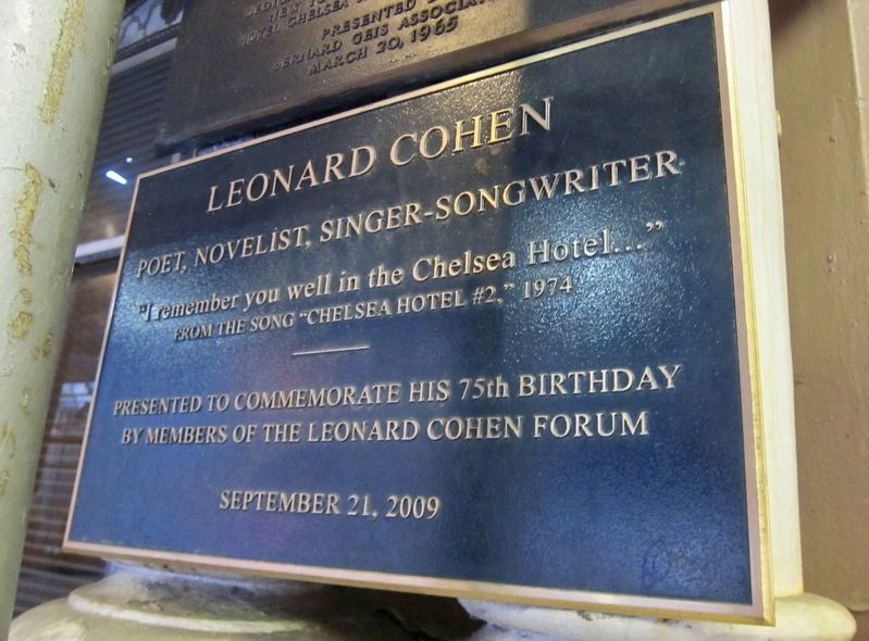 Leonard Cohen Plaque image. Click for full size.