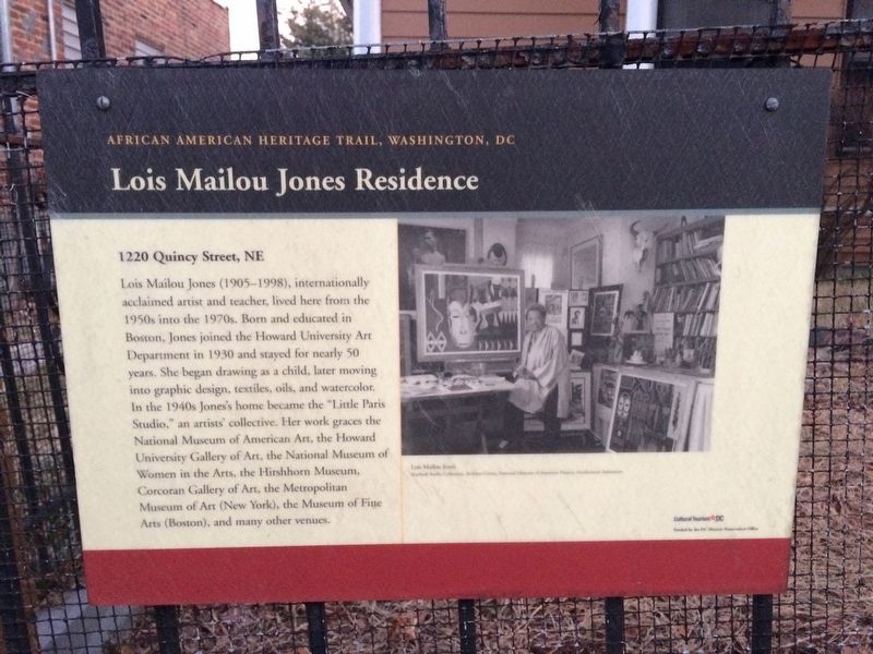Lois Mailou Jones Residence Marker. Click for full size. Lois Mailou Jones Residence Marker image. Click for full size.