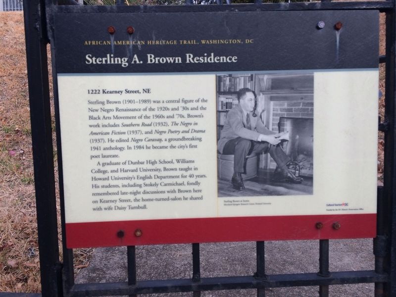 Sterling A. Brown Residence Marker. Click for full size. Sterling A. Brown Residence Marker image. Click for full size.