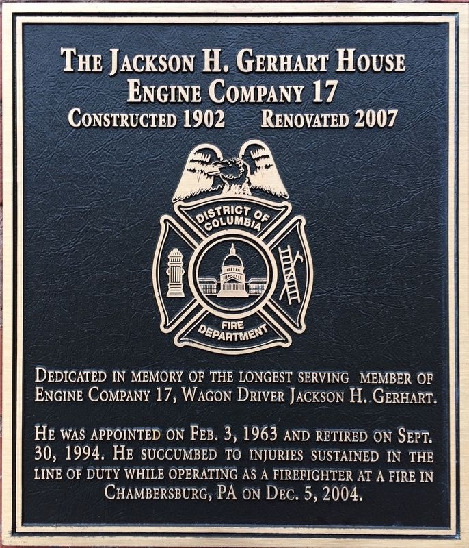 The Jackson H. Gerhart House Marker. Click for full size. The Jackson H. Gerhart House Marker image. Click for full size.