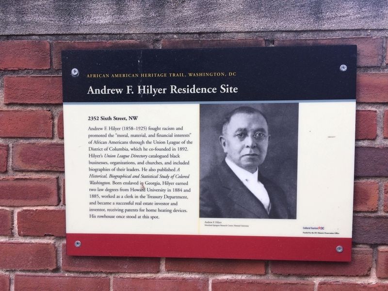 Andrew F. Hilyer Residence Site Marker. Click for full size. Andrew F. Hilyer Residence Site Marker image. Click for full size.