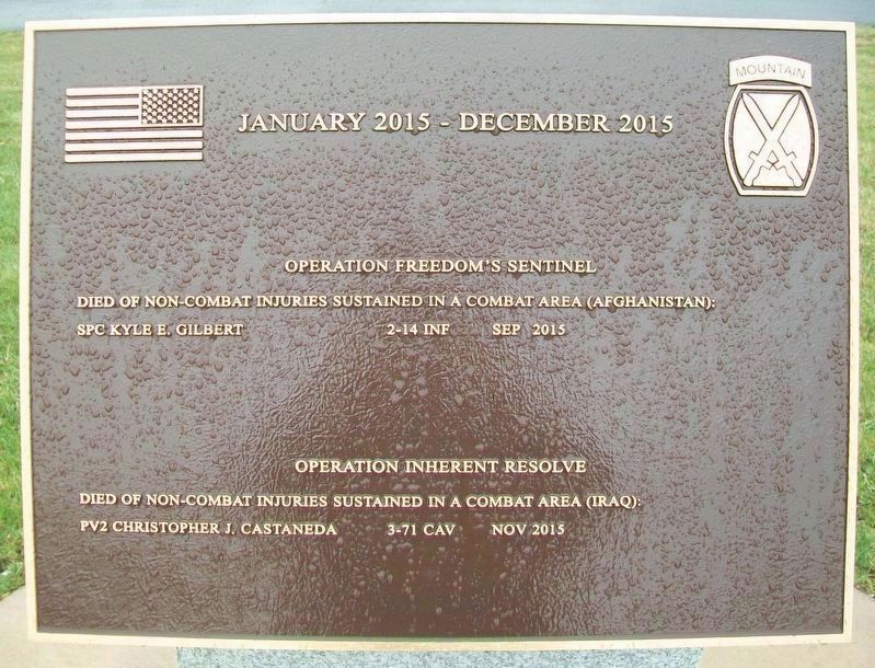 10th Mountain Division Heroes Walk Memorial 2015 Marker. Click for full size. 10th Mountain Division Heroes Walk Memorial 2015 Marker image. Click for full size.