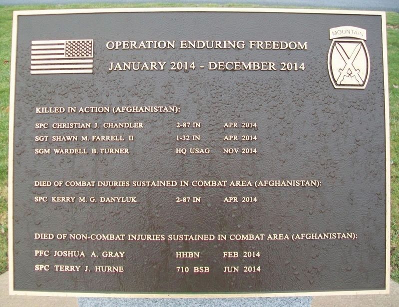 10th Mountain Division Heroes Walk Memorial 2014 Marker image. Click for full size.