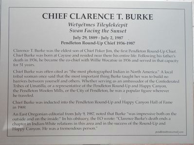 Chief Clarence T. Burke Marker. Click for full size. Chief Clarence T. Burke Marker image. Click for full size.