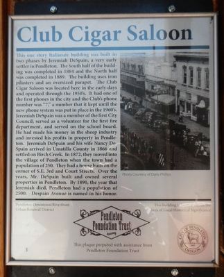 Club Cigar Saloon Marker image. Click for full size.