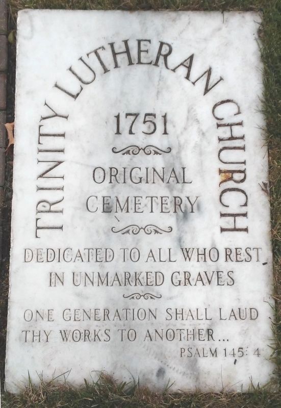 Trinity Lutheran Church Original Cemetery Marker. Click for full size. Trinity Lutheran Church Original Cemetery Marker image. Click for full size.