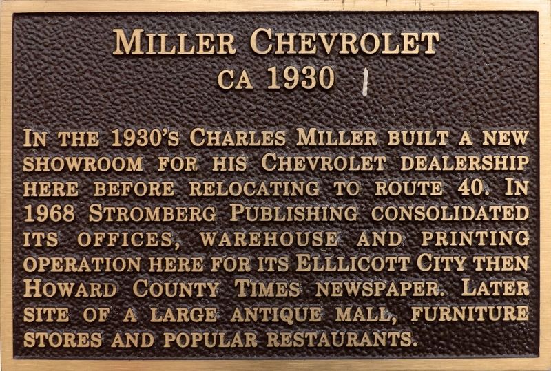 Miller Chevrolet Marker. Click for full size. Miller Chevrolet Marker image. Click for full size.