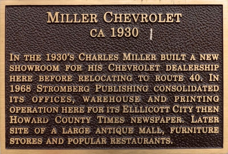 Miller Chevrolet Marker image. Click for full size.