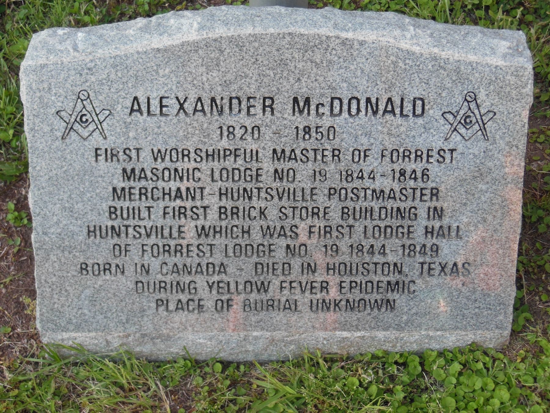 Alexander McDonald Memorial (<i>located at current Forrest Lodge building </i>). Click for full size. Alexander McDonald Memorial (<i>located at current Forrest Lodge building </i>) image. Click for full size.