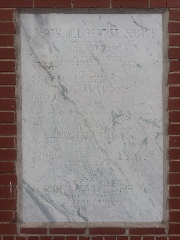 Liberty Hill Baptist Church dedication marker image. Click for full size.