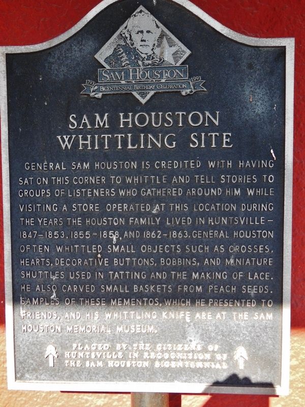Sam Houston Whittling Site Marker image. Click for full size.