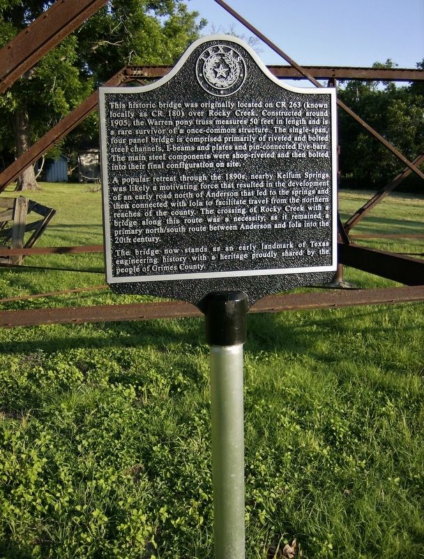 Rocky Creek Bridge Marker (<i>tall view</i>). Click for full size. Rocky Creek Bridge Marker (<i>tall view</i>) image. Click for full size.