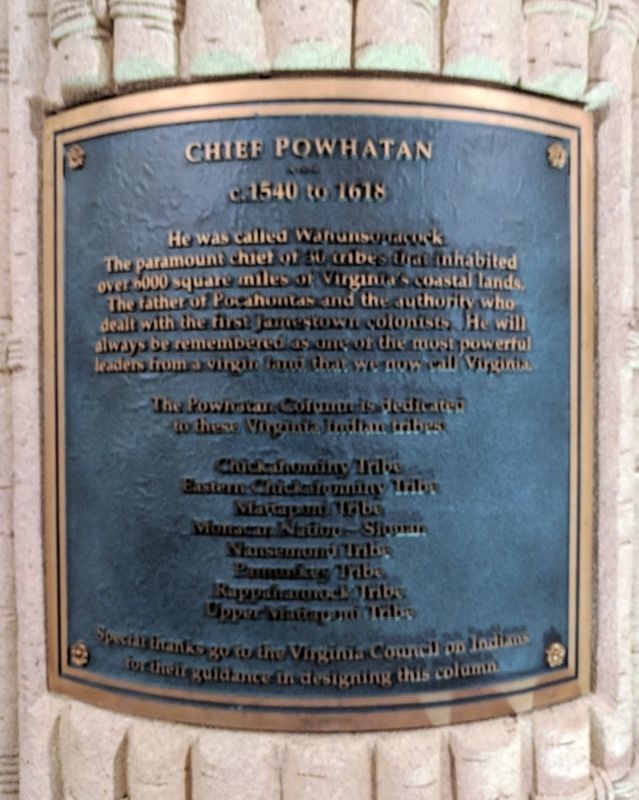 Chief Powhatan Marker. Click for full size. Chief Powhatan Marker image. Click for full size.
