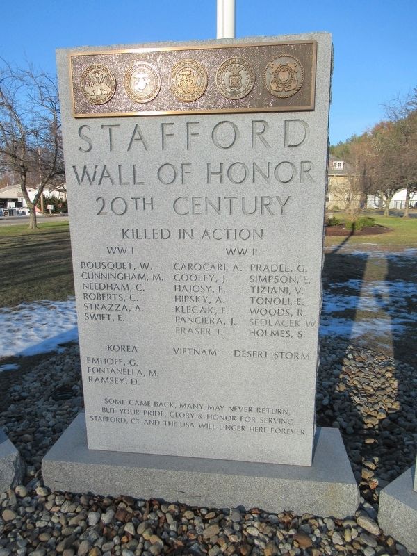 Stafford Wall of Honor 20th Century. Click for full size. Stafford Wall of Honor 20th Century image. Click for full size.