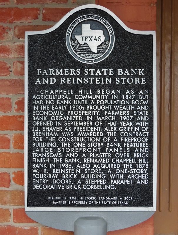 Farmers State Bank and Reinstein Store Marker image. Click for full size.