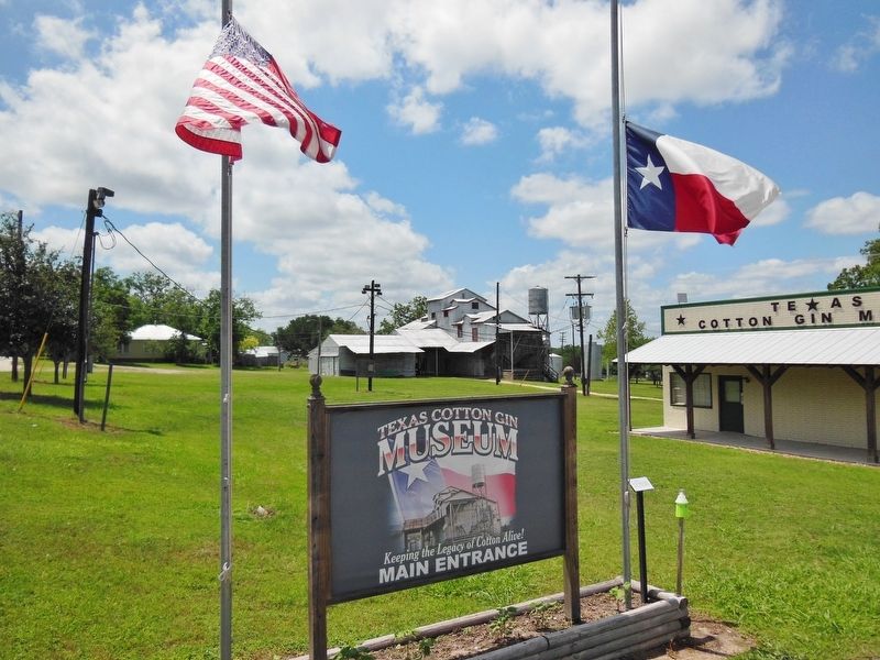 Texas Cotton Gin Museum Sign image. Click for full size.