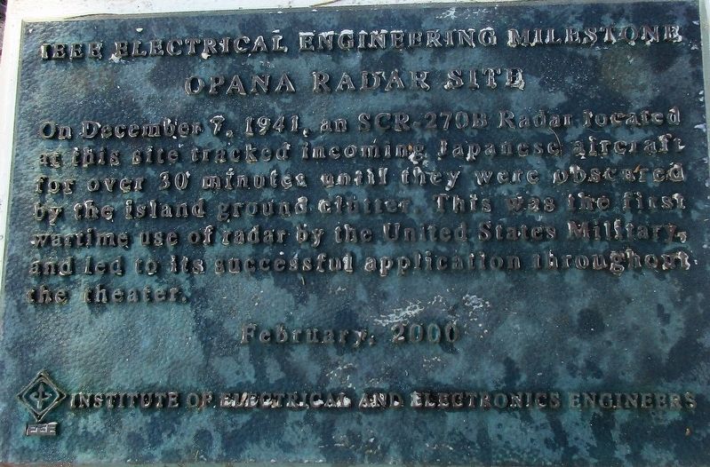 Opana Radar Site Marker. Click for full size. Opana Radar Site Marker image. Click for full size.