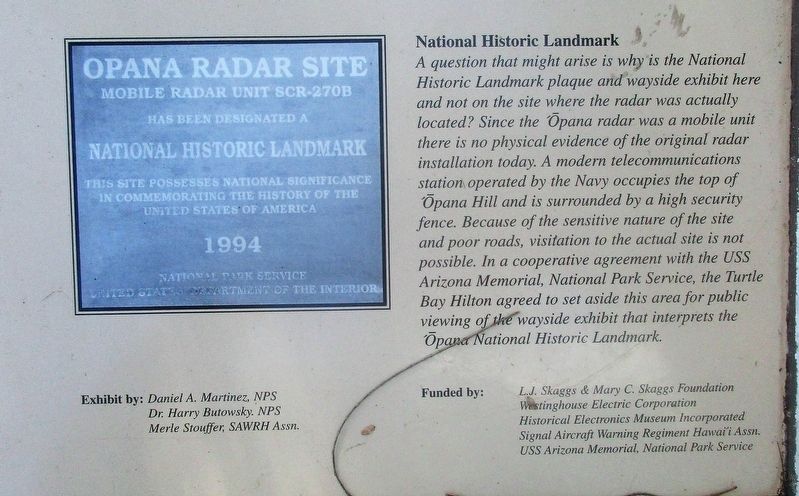 Opana Radar Site Marker. Click for full size. Opana Radar Site Marker image. Click for full size.