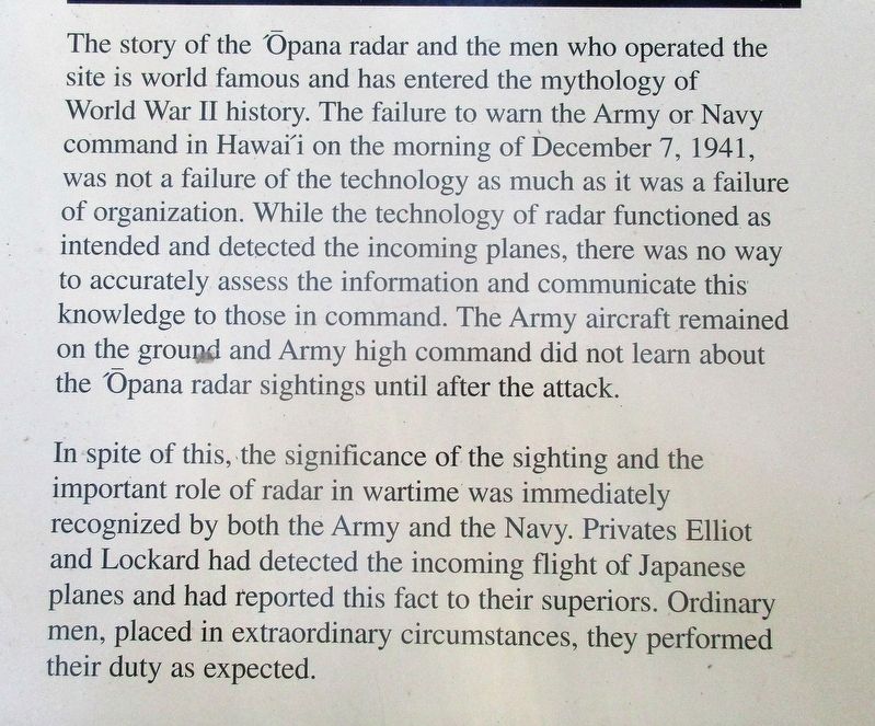 Opana Radar Site Marker. Click for full size. Opana Radar Site Marker image. Click for full size.