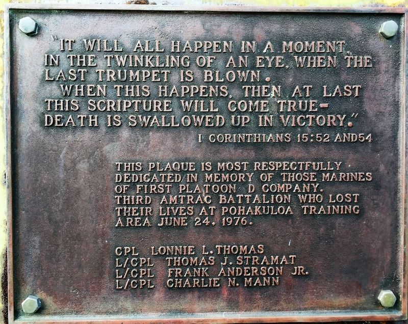 Pohakuloa Amtrac Memoria Marker image. Click for full size.