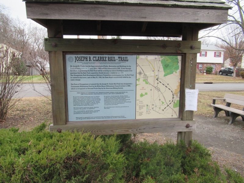 Joseph B. Clarke Rail Trail Marker. Click for full size. Joseph B. Clarke Rail Trail Marker image. Click for full size.