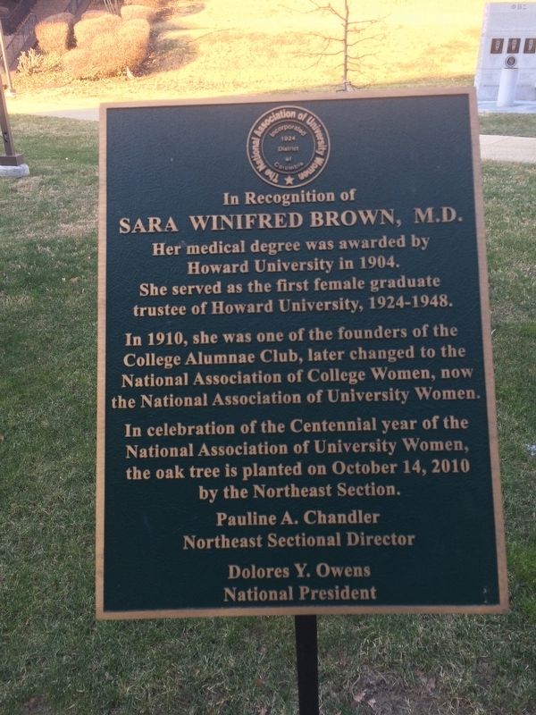 Sara Winifred Brown, M.D. Marker image. Click for full size.