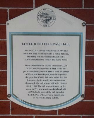 I.O.O.F. (Odd Fellows) Hall Marker. Click for full size. I.O.O.F. (Odd Fellows) Hall Marker image. Click for full size.