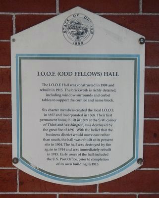 I.O.O.F. (Odd Fellows) Hall Marker image. Click for full size.