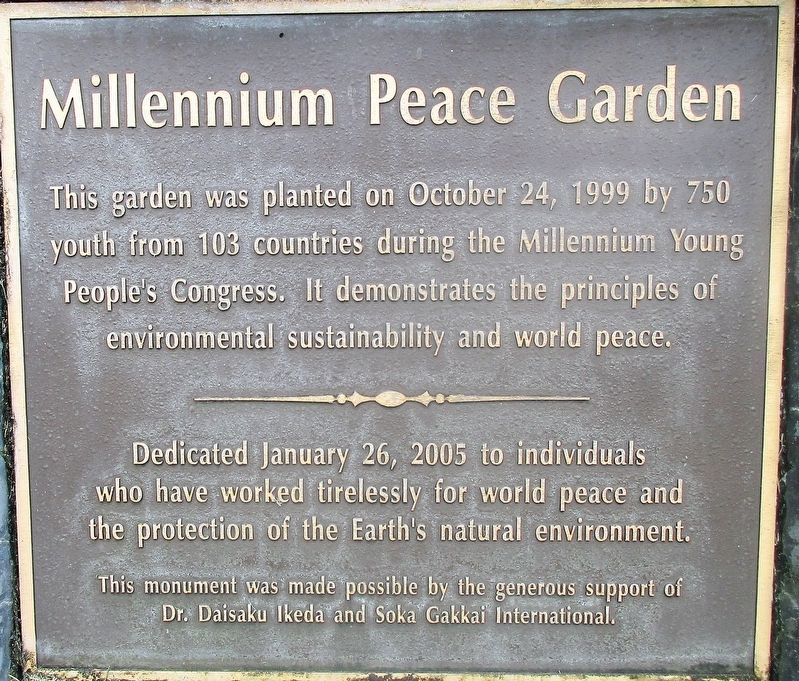 Millennium Peace Garden Marker image. Click for full size.