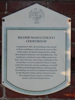 Second Wasco County Courthouse Marker image. Click for full size.