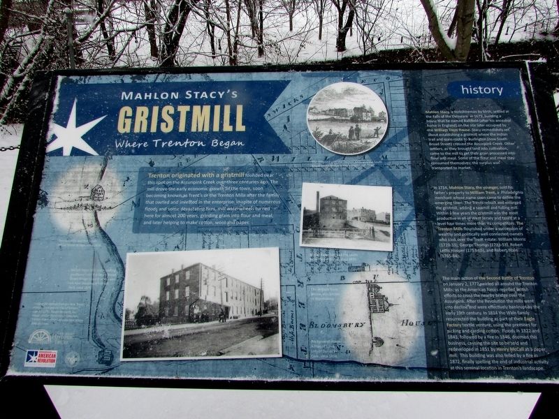 Mahlon Stacy�s Gristmill Marker image. Click for full size.