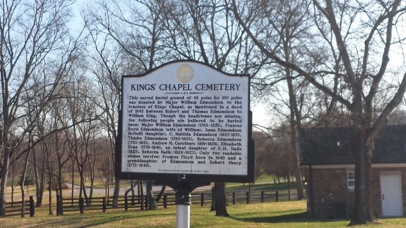 Kings Chapel Cemetery Marker image. Click for full size.