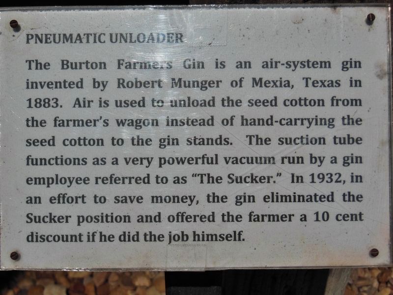 Pneumatic Unloader (plaque). Click for full size. Pneumatic Unloader (plaque) image. Click for full size.